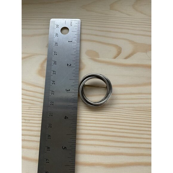 Sterling Silver Interlocking Circle Brooch Pin Jewelry - Picture 4 of 5